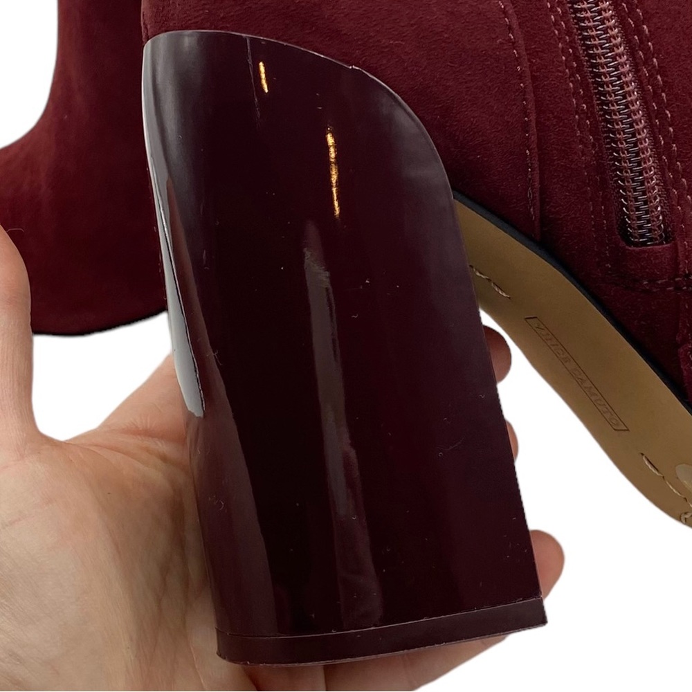 Vince Camuto Women's Boot Everna Heeled Burgundy Red Suede Leather Holiday - Picture 6 of 10
